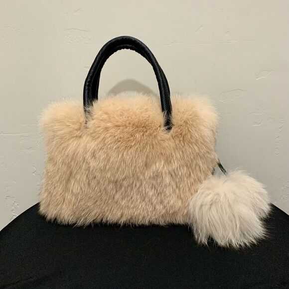 Handmade Luxury Real Fox Fur Tote/Crossbody & Fur Ball Keychain/Bag charm - Picture 4 of 16